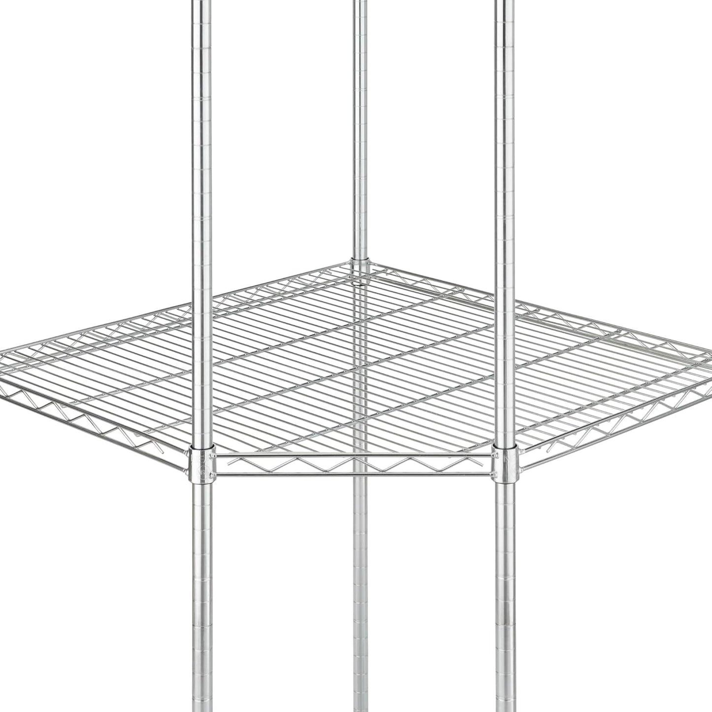 5-Tier Adjustable Wire Shelving with Wheels, Corner Wire Shelf Rack for Kitchen Organization, Garage Storage, 400 to 2000lb Capacity, NSF Certified, 27”x27 x18”x72”, EcoStorage Chrome