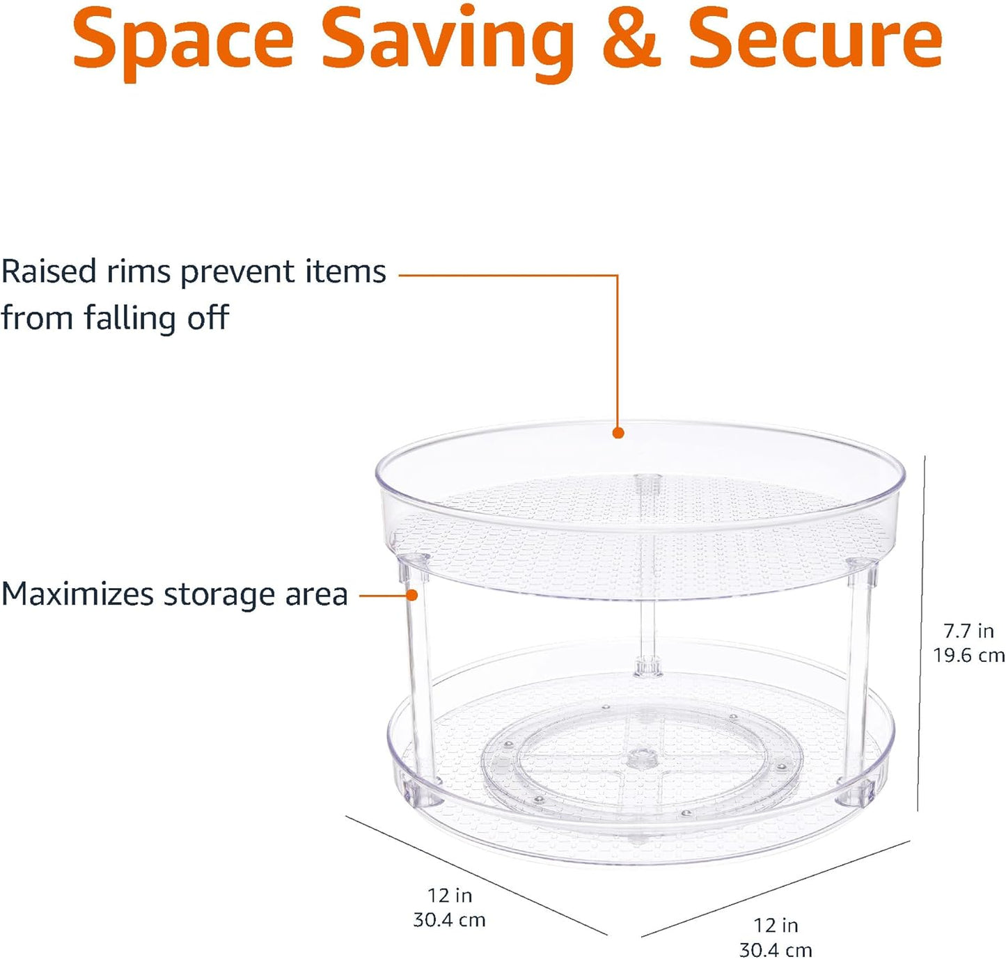 Amazon Basics 2 Tier Lazy Susan Turntable Organizer, 12" Diameter, Clear