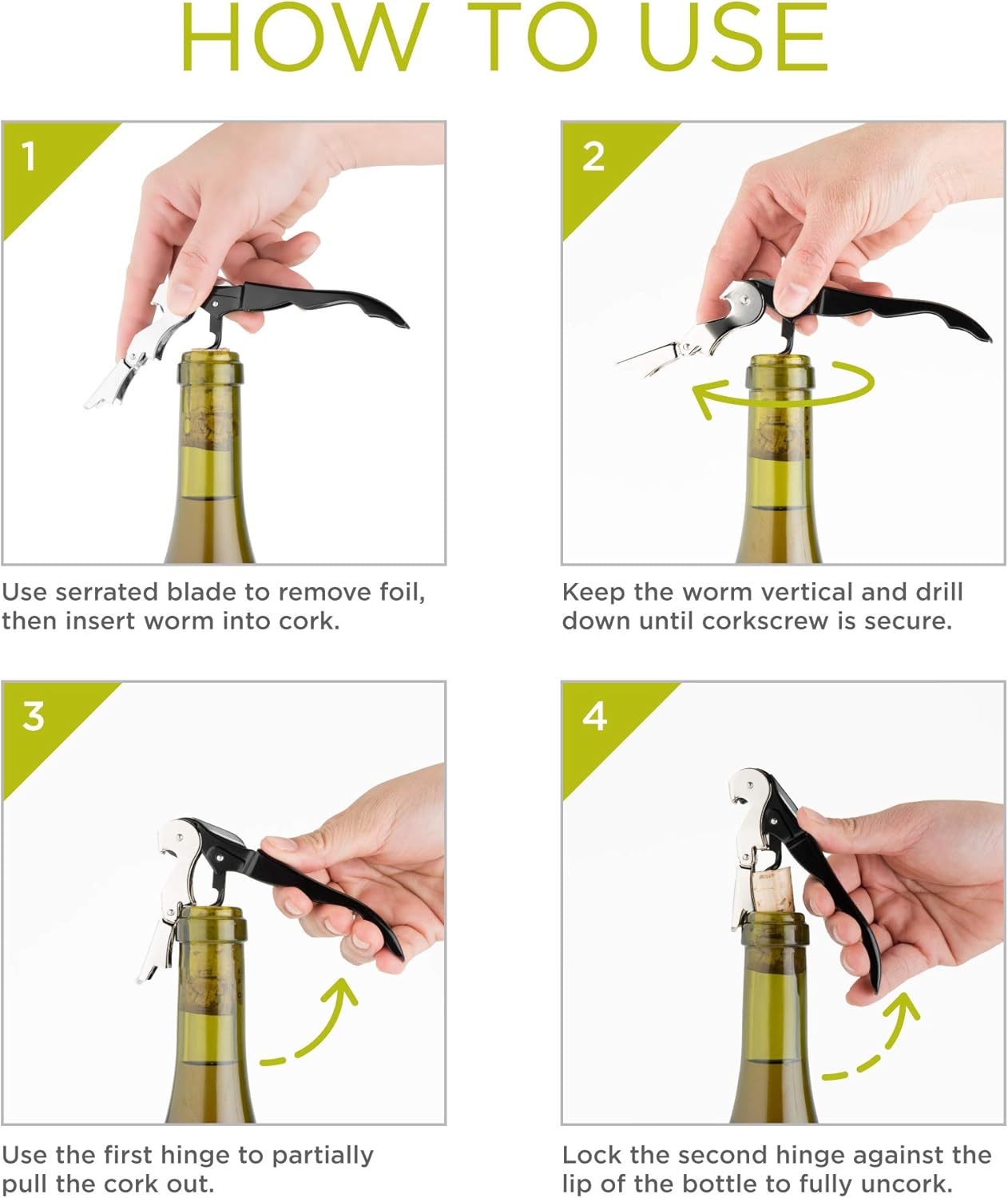 True Brands TrueTap Double Hinged Waiters Corkscrew, Top-notch Stainless Steel Opener with Foil Cutter Built to Last Wine Key Metallic Red, Set of 1 (Pack of 2)