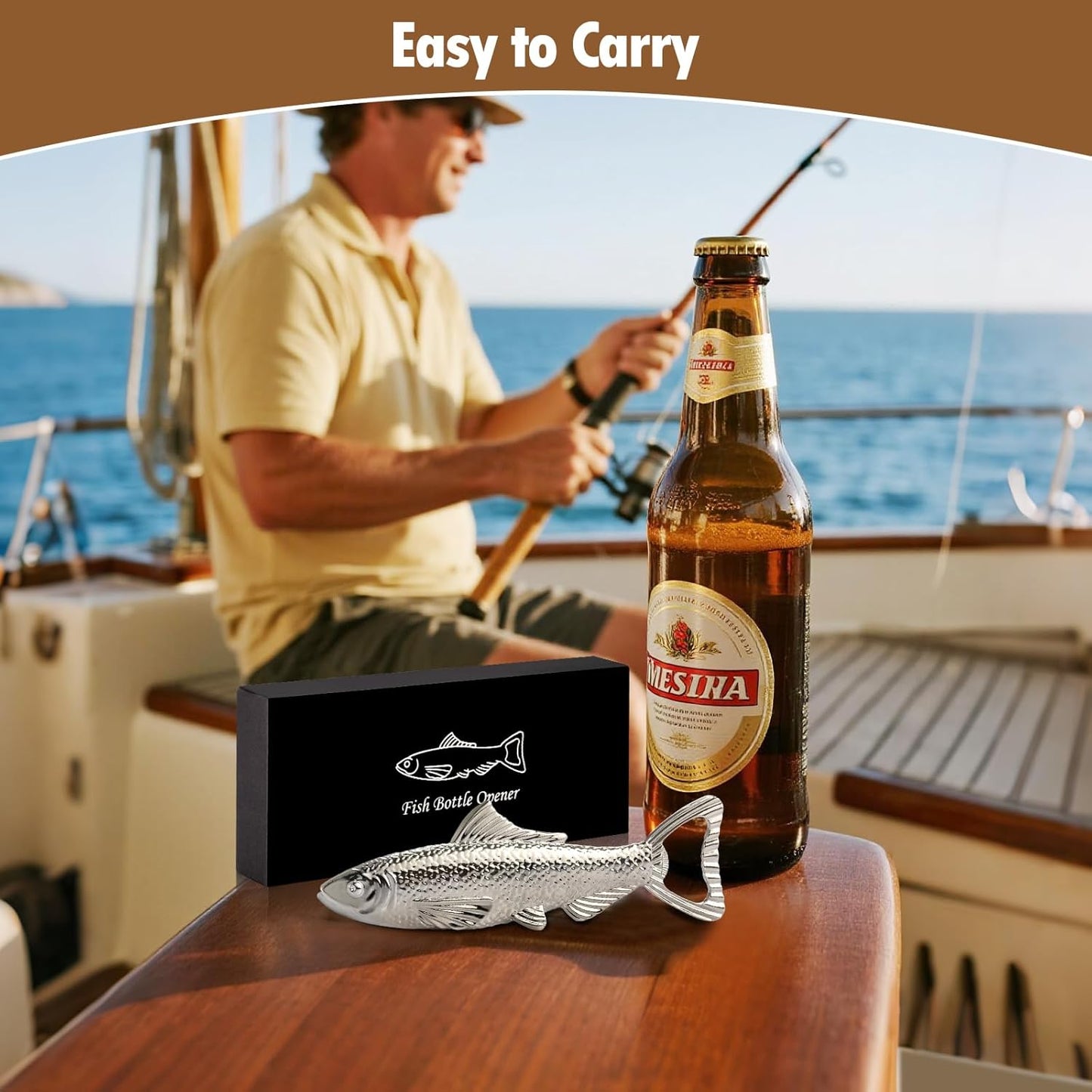 Fish Gifts for Men Fish Beer Bottle Opener, Fishing Gift for Fathers Day Birthday Christmas Valentine Gift for Him Dad Husband Grandpa