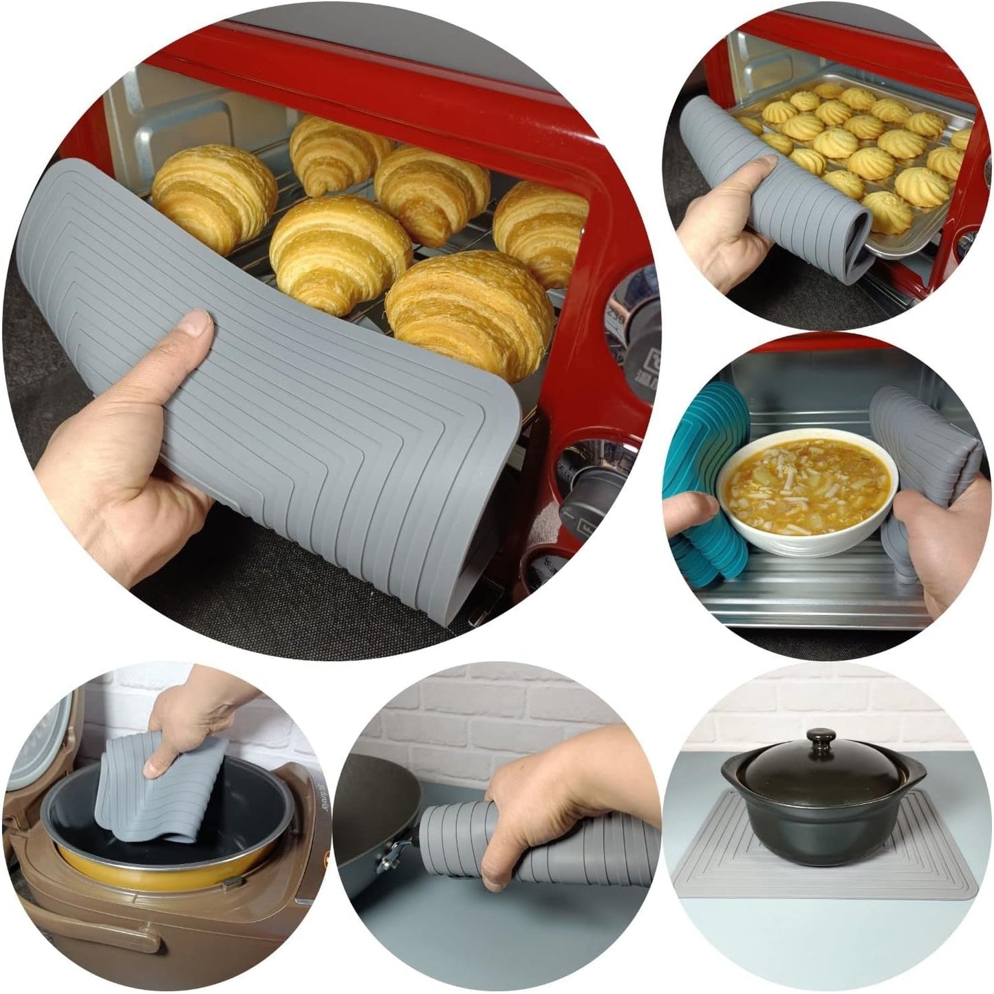 Silicone Trivets Mats Set, Trivet for Hot Dishes, Trivets for Hot Pots and Pans, White Silicone Pads for Kitchen, Multi-Purpose Heat Resistant Pads for Countertops 2 Pack