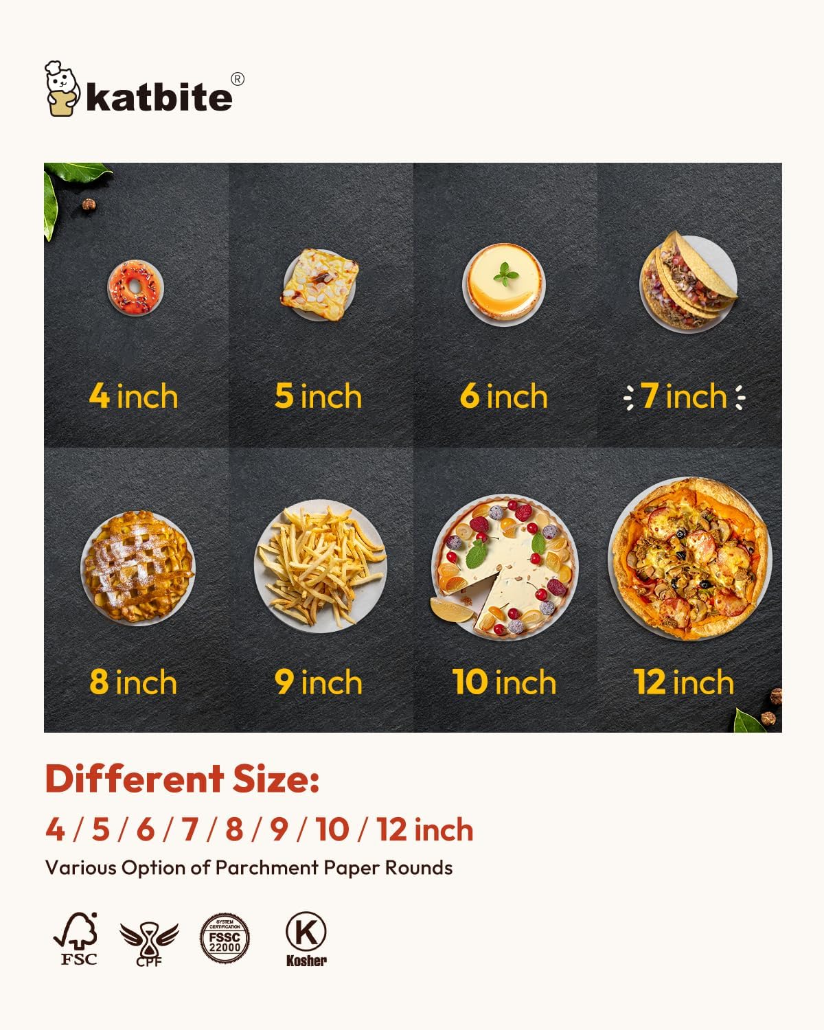 Katbite 7 Inch Round Parchment Paper, 200Pcs Parchment Rounds, Heavy Duty & Non-stick for Cake Baking, Air Fryer Liners, Patty Paper