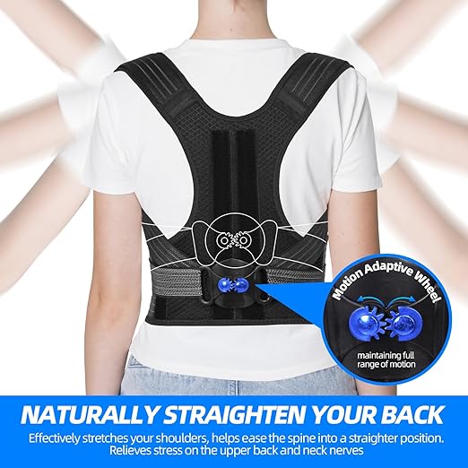 Lexniush Posture Corrector for Women/Men, Adjustable Upper Back Brace for Back Pain Relief, Lightweight Posture Support Straightener for Teenagers Boys Girls to Improve Slouch, Prevent Humpback, XL