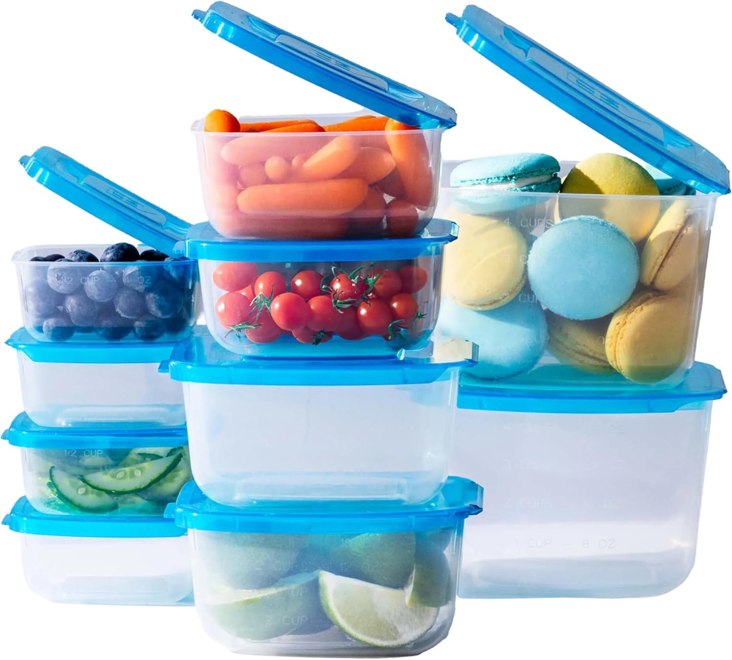 Premium Attached Food Storage Containers, Permanently Attached Plastic Lid, Never Lose & Space Saving Organization (10 Pack)