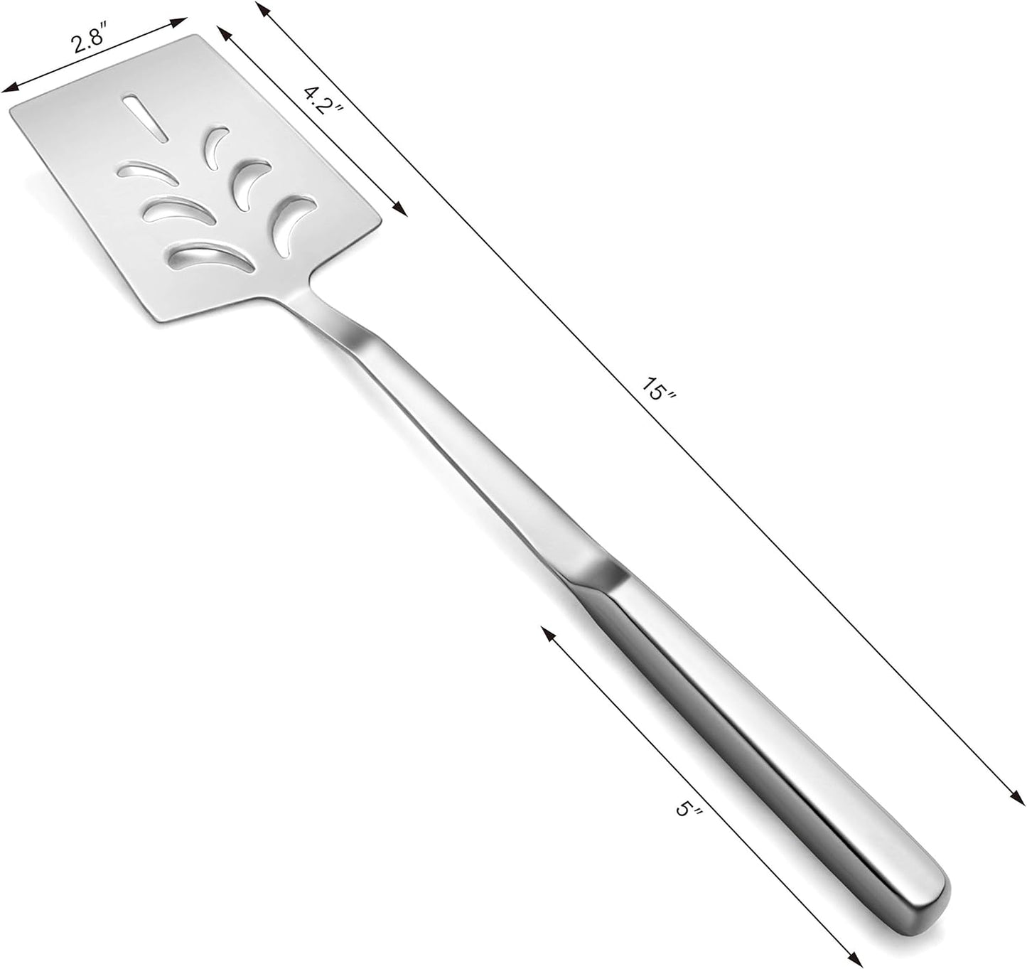 New Star Foodservice Hollow Handle Notched Serving Spoon (Silver, Perforated Spatulas (15-Inch))