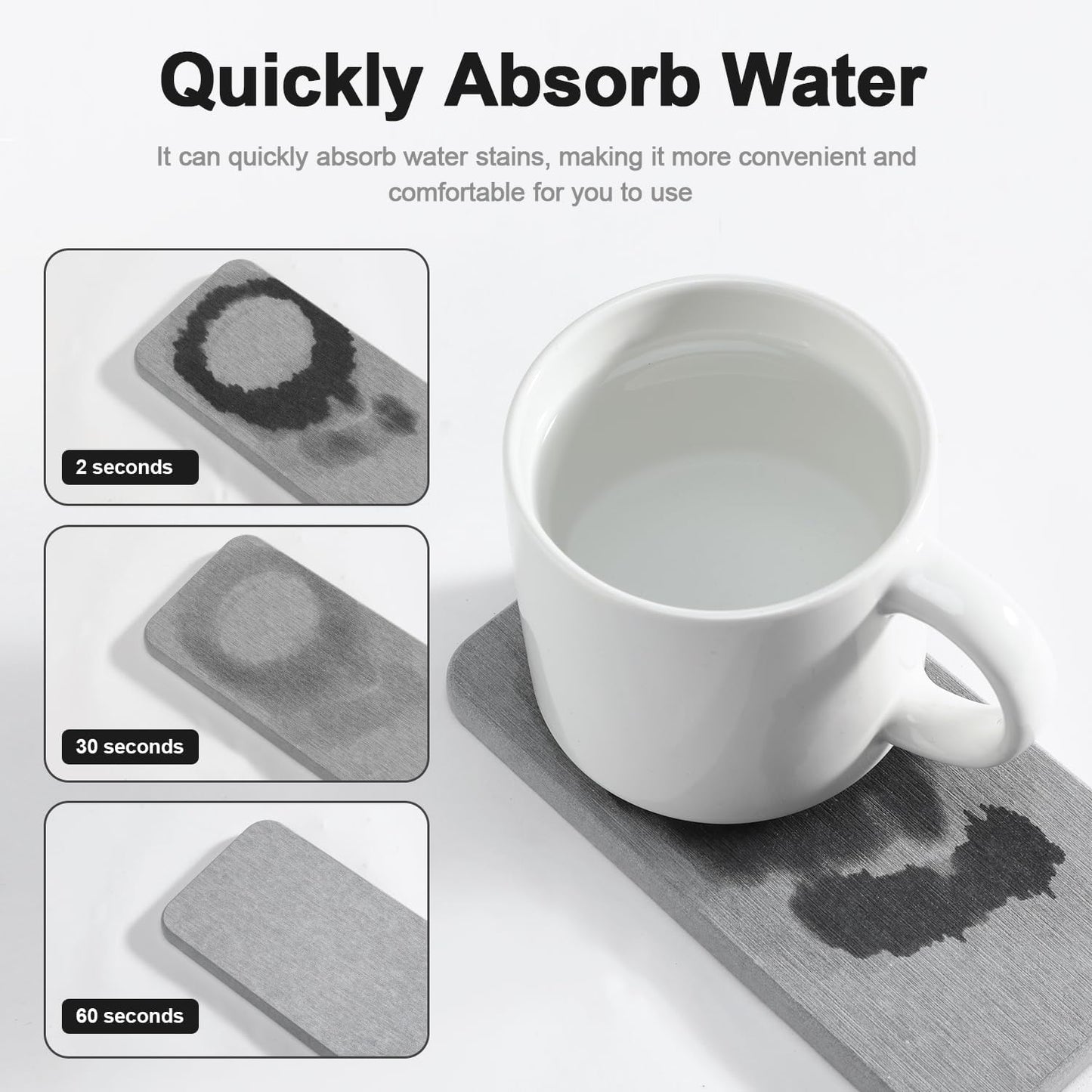 Water Absorbing Stone Tray for Sink | Quick Drying Diatomaceous Earth Coasters | Soap Dish Holder & Toothbrush Holder for Bathroom Counter | Hand Soap & Plant & Toiletries | Grey 4-Pack