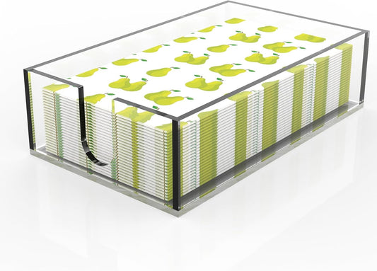 Rubtlamp 1Pcs Guest Towel Holder Tray - 0.2Inch Thickness Bathroom Napkins Holder - Acrylic Napkin Holder Bathroom for Kitchen, Parties, Weddings, Party, Hotel, Restaurant (Clear, 9”X5.5”X2.5”)