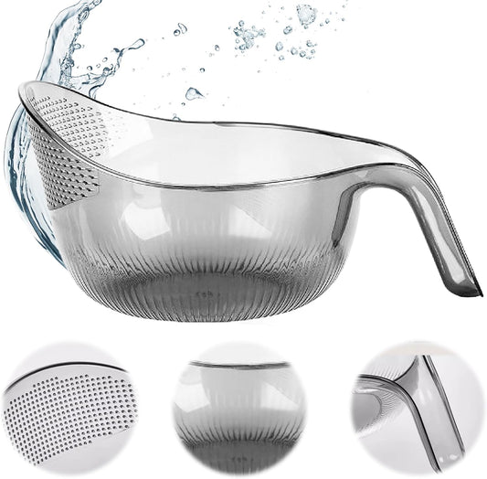 2-In-1 Rice Strainer,Large Rice Washer Beans Washer Strainers And Colanders - Washing Bowl for Fruit Washing Bowl With Strainer,Rice Washing Bowl Multifunctional Drain Basket (Gray)