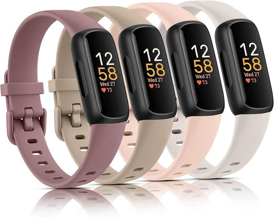 4 Pack Bands for Fitbit Inspire 3 Bands Women Men, Soft Silicone Wristband Sport Replacement Strap for Fitbit Inspire 3 Fitness Tracker