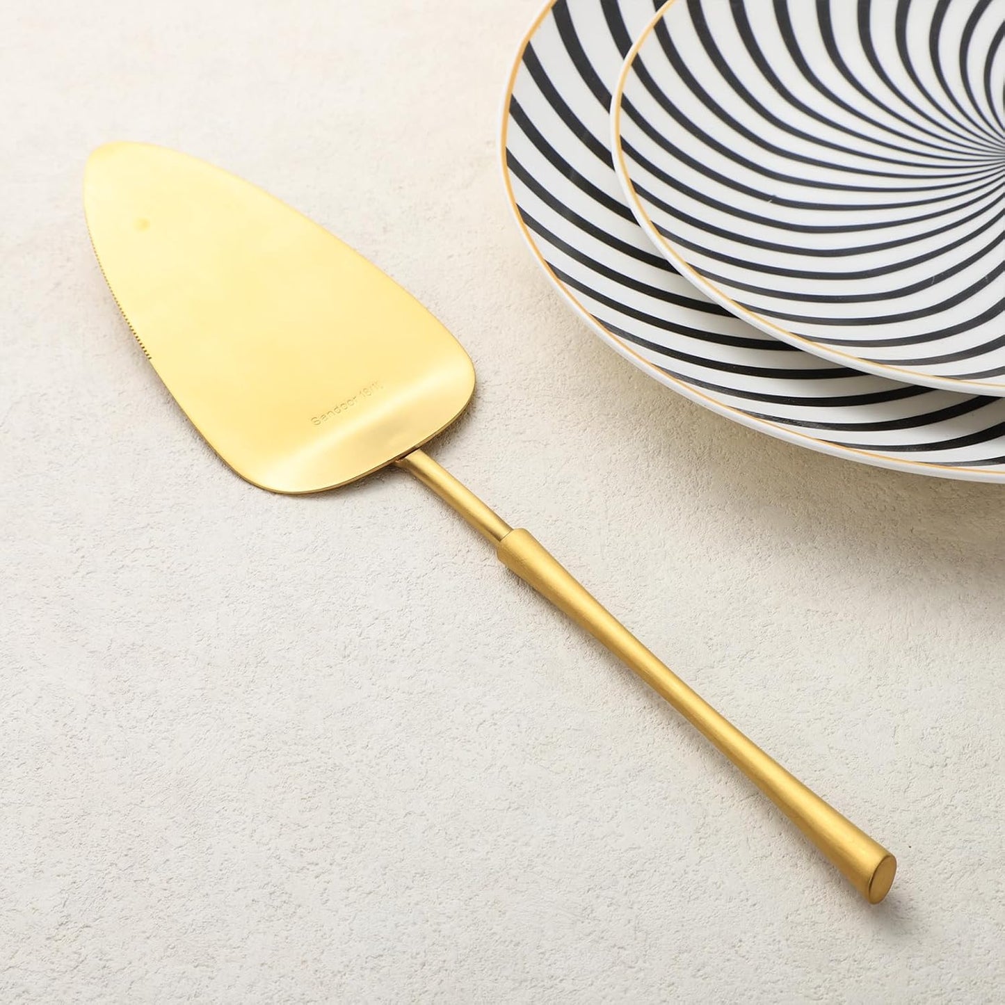 gold Cake Cutter,Stainless Steel Pie Spatula Serrated,Cake Pizza Cutter Tart Dessert Slicer Comfortable Handle(gold)