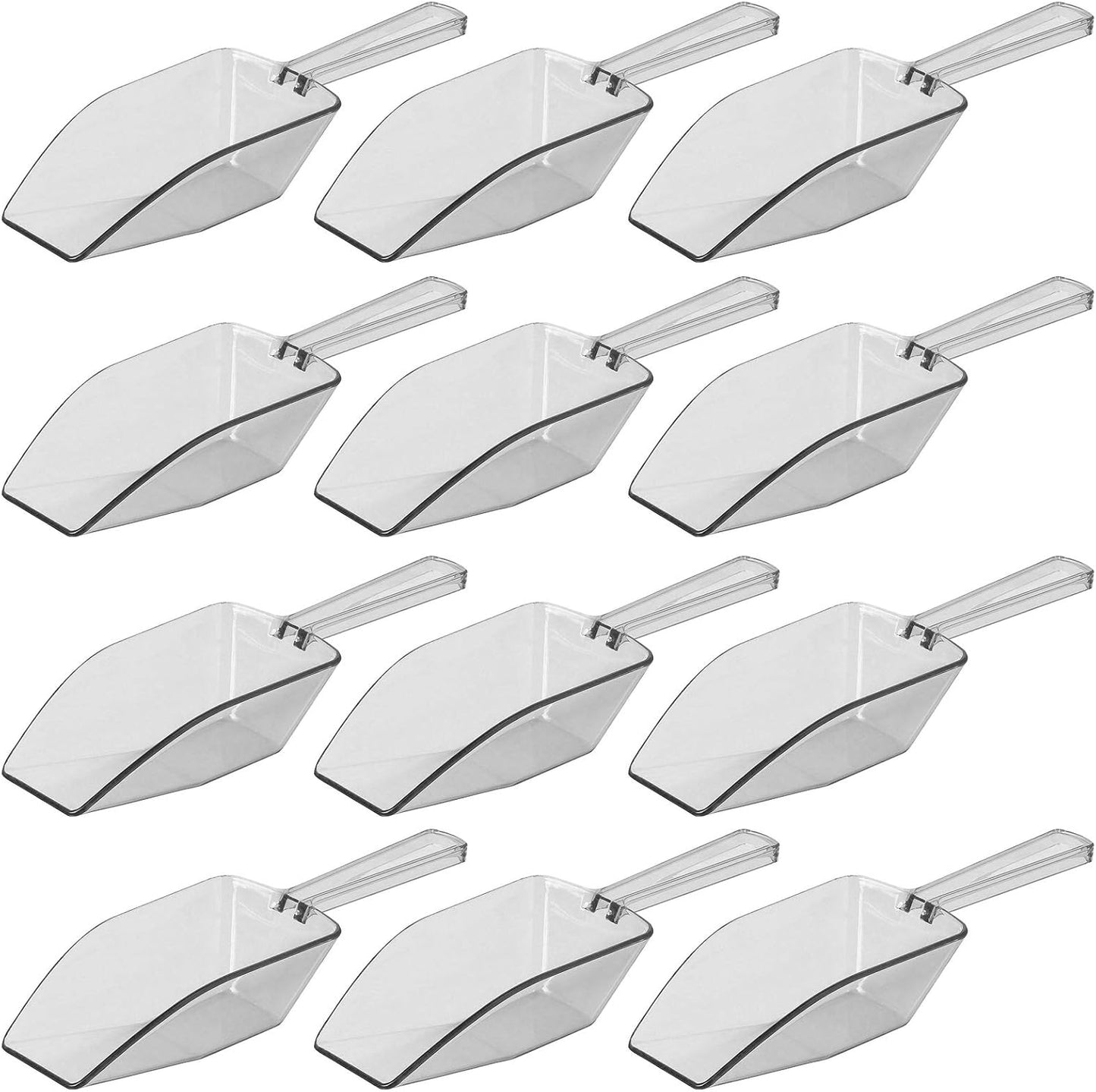 Clear Mini Plastic Acrylic Scoops 12 Pcs | 5.5” Kitchen Scoop | Wedding Desserts | Candy Buffet, Ice Cream, Protein Powders, Coffee, Tea, Flour (12 Pack, 5.5")