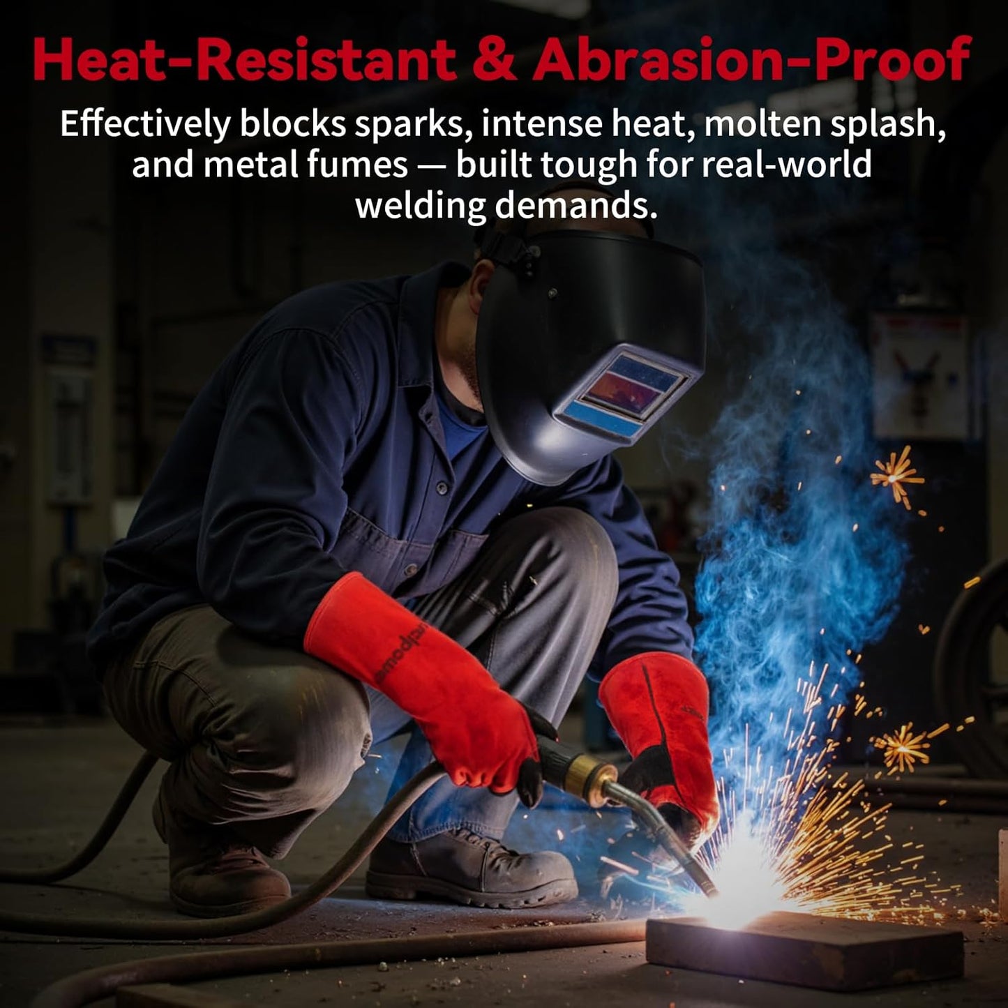 16 Inch Welding Gloves Heat Resistant 932°F for BBQ,Oven,Grill,Fireplace MIG,TIG,Stick Welding,Forging,Animal Handling