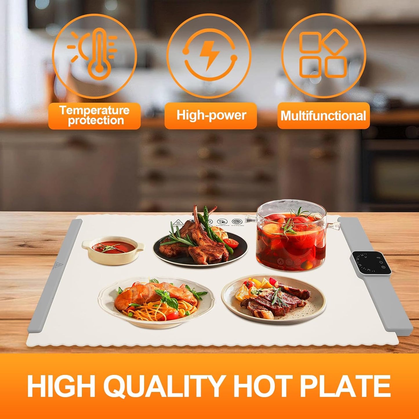 Warming Mat for Food,Food Warming Mat with Adjustable Temperature(5 Level),Electric Warming Tray,Fast Heating Tray for Home Buffets, Restaurants, Parties