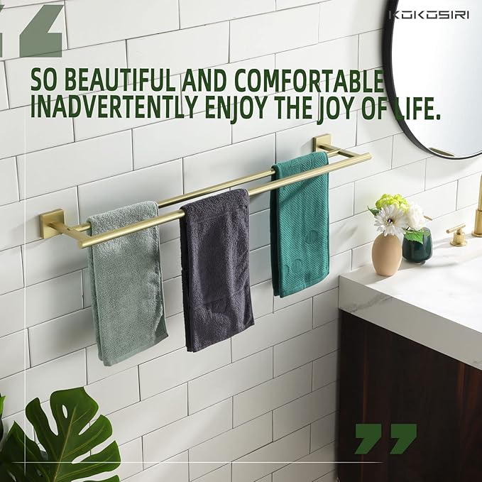 KOKOSIRI Bathroom Towel Bar 32'' Double Towel Holder 32 Inch B5005BG-L32
