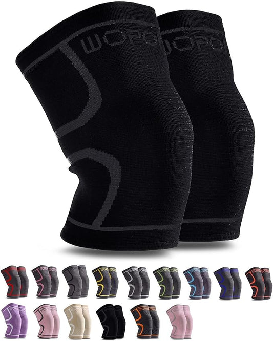 Knee Brace Sleeves for Weightlifting Working out, Knee Pain Relief for Meniscus Tear Arthritis ACL MCL (2 Pack)