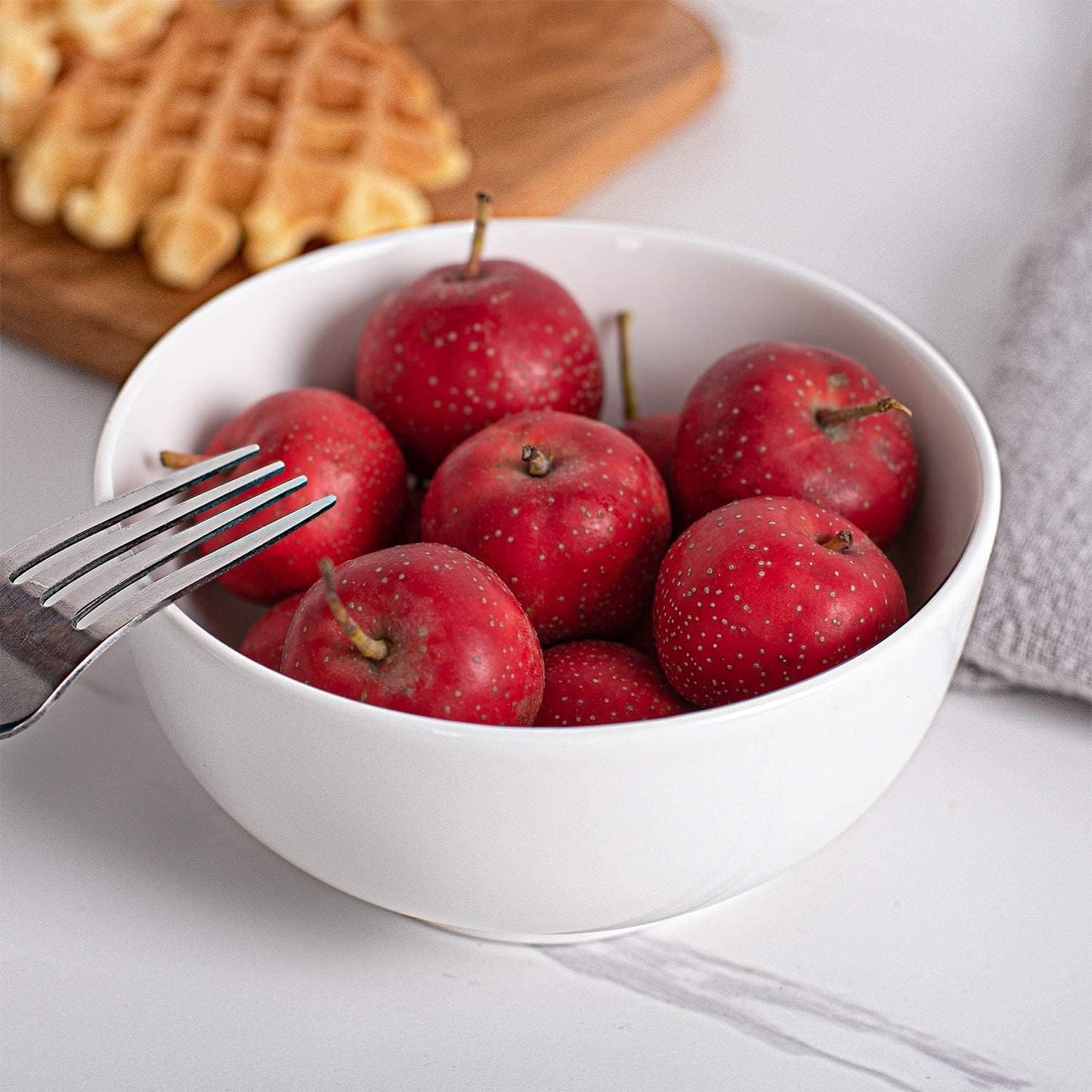 DELLING Porcelain Bowls - Set of 6 White Ceramic Small Bowls for Dessert, Snacks, Condiments & Side Dishes