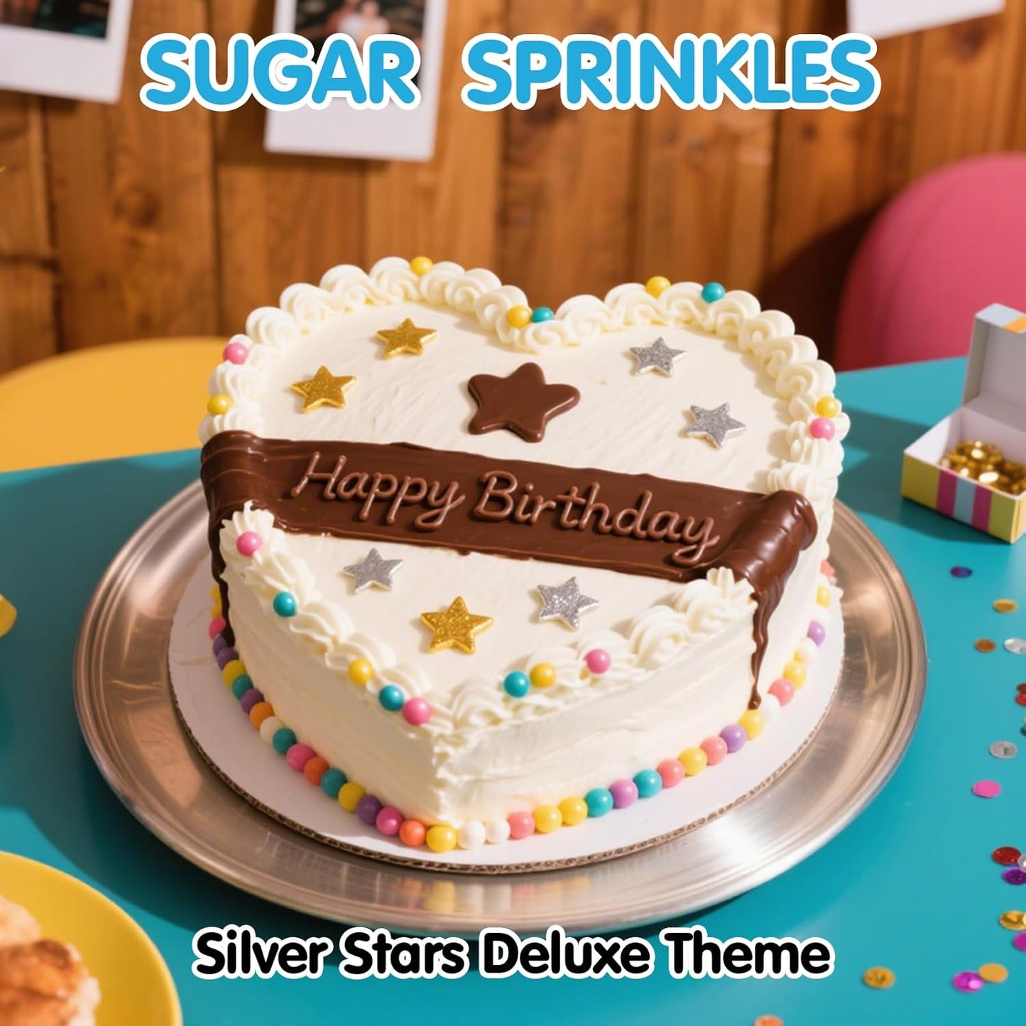Edible Silver Star Sugar Sprinkles, Mix Size, Candy Star Sprinkle for Cake Decorations and Cupcake Toppers, Ice Cream, Wedding Party Valentines Christmas Supplies 130g/4.58ounce