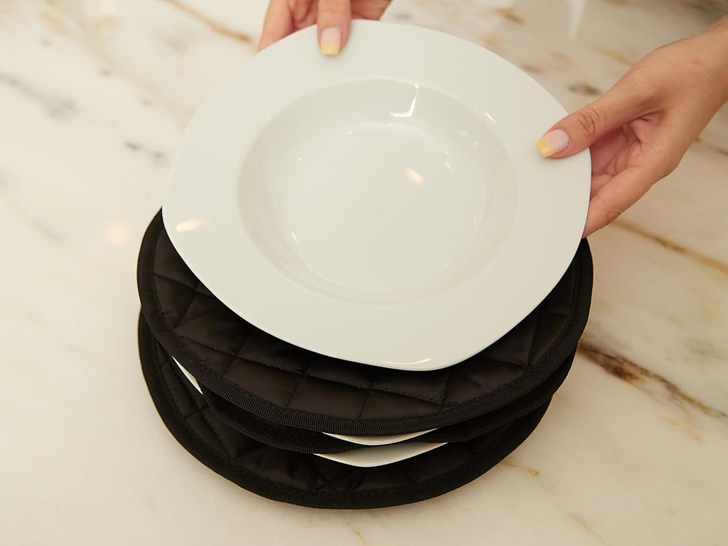 Covermates Keepsakes - Dish Storage Set - Padded Protection - ID Window - Stain Resistant - Machine Washable - China Storage, Black