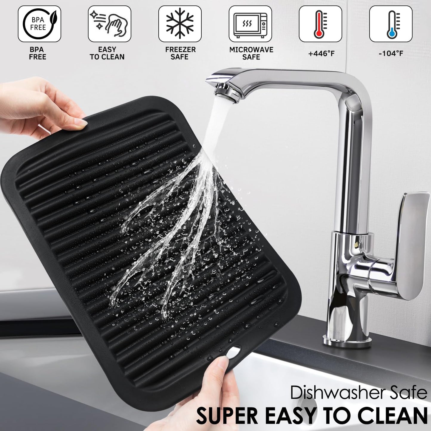 2 Pcs Silicone Trivets Black 16'' X 12'' Nonslip and Heat Resistant Hot Pads Trivets for Hot Pots and Pans Hot Pads for Kitchen(Black)