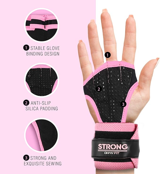 Strong Women's Wrist Wrap Gloves - Wrist Support Grips for Workout, Weight Training, Pilates, Yoga & More
