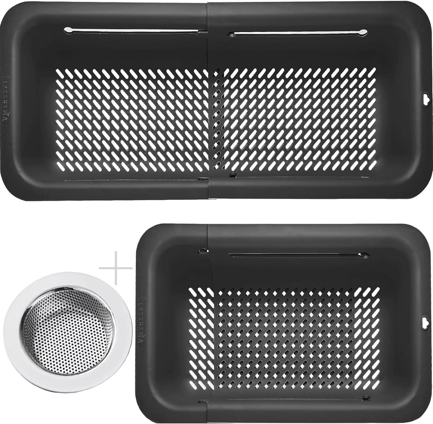 LASSHSWA Collapsible Colander and Strainer for Kitchen, Over the Sink Strainer Basket for Kitchen, Fruit Pasta Food Strainer Expandable Plastic Colander with A Sink Drain Strainer Stainless Steel