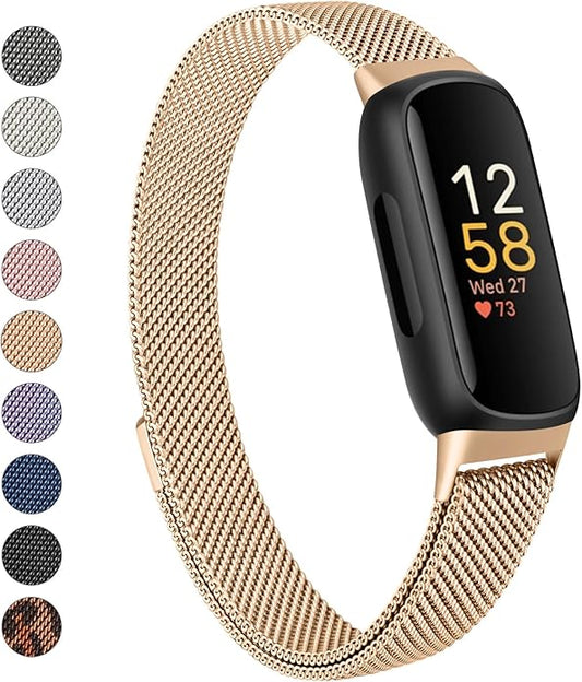 Meliya Metal Band for Fitbit Inspire 3 Bands Women Men, Stainless Steel Metal Mesh Loop Adjustable Magnetic Wristband Replacement Straps for Fitbit Inspire 3