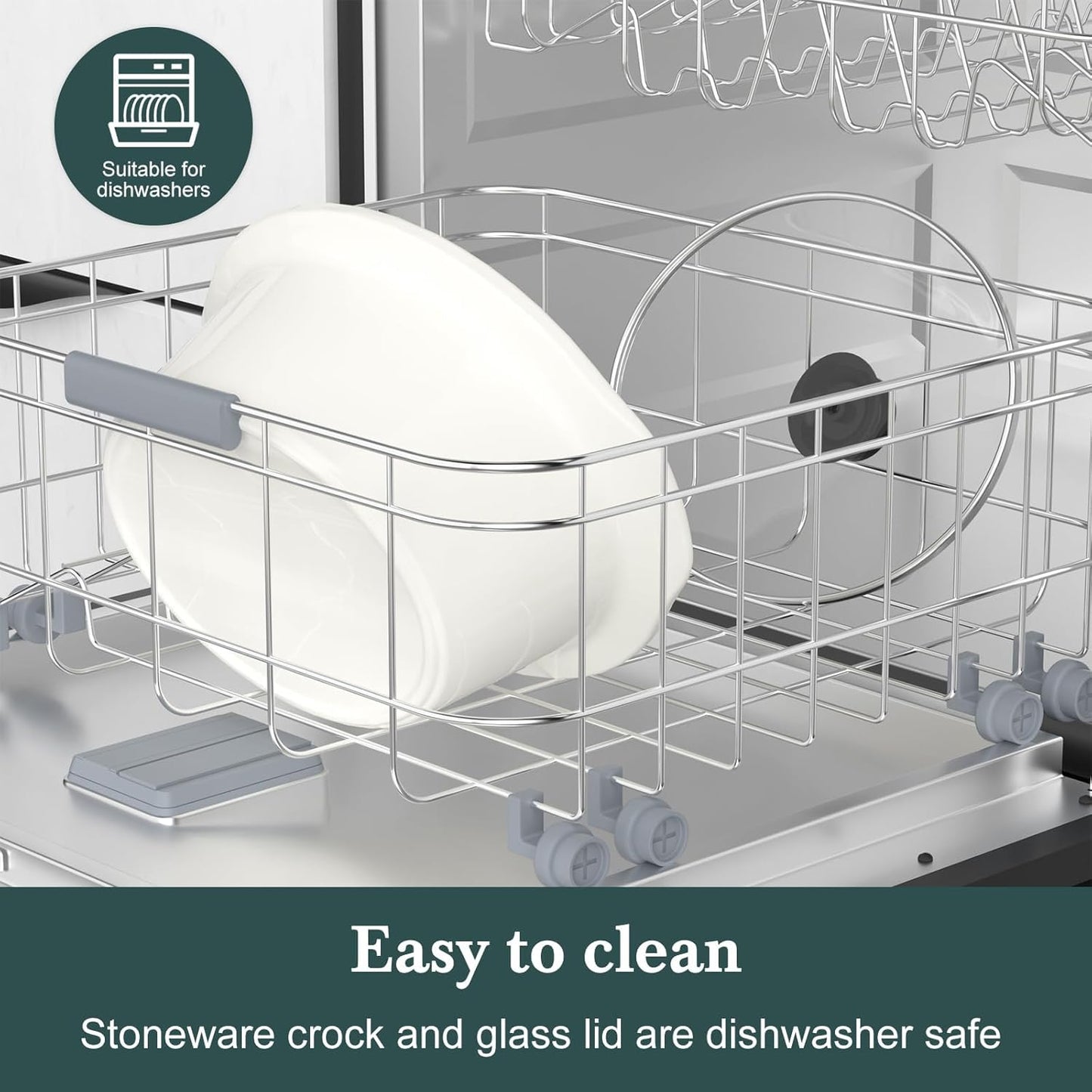 HOMECOOKIN 8-Quart Programmable Slow Cooker with Timer Keep Warm - Small Kitchen Appliance for Family Dinners - Serves 6+ People (Blue)