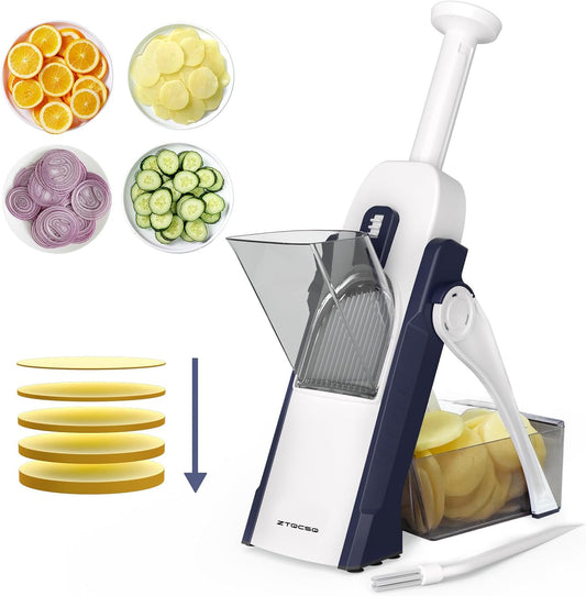 Safe Mandoline Slicer for Kitchen, Vegetable & Food Cutter & Thickness Adjustable 0.1-8 mm. Easy to Clean, Storage, Kitchen Faster Slice Artifact (Only Slice) (Blue)