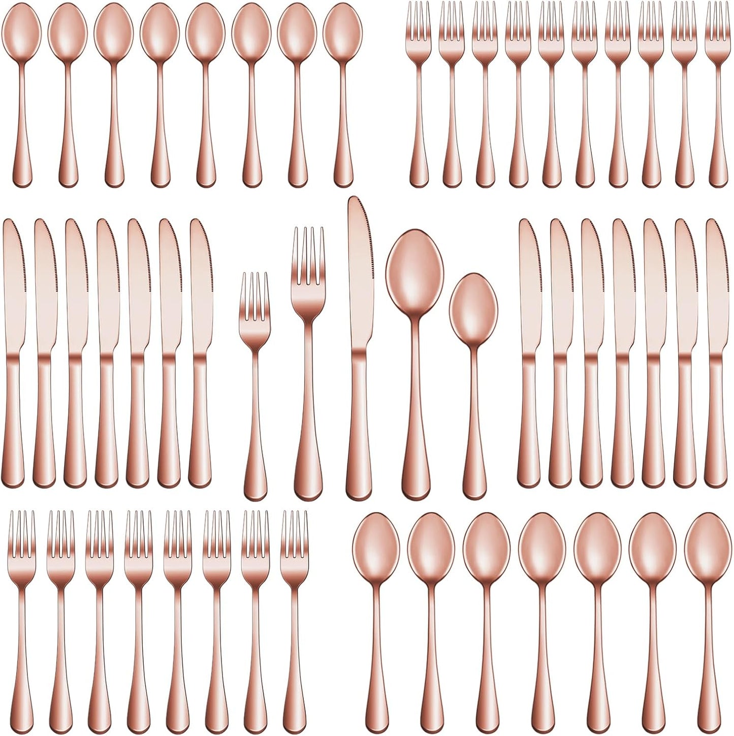 60 Pcs Rose Gold Silverware Set Service for 12, Premium Stainless Steel Flatware Set, Cutlery Utensil Sets, Durable Home Kitchen Eating Tableware Sets, Include Fork Knife Spoon, Dishwasher Safe