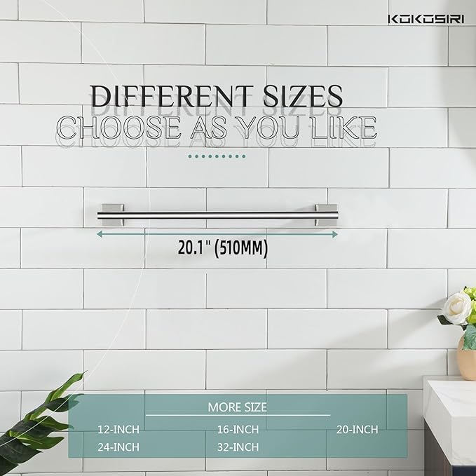 KOKOSIRI Single Towel Bar Bathroom Towel Holder 20 Inch 2 Pack B4005CH-L20-P2