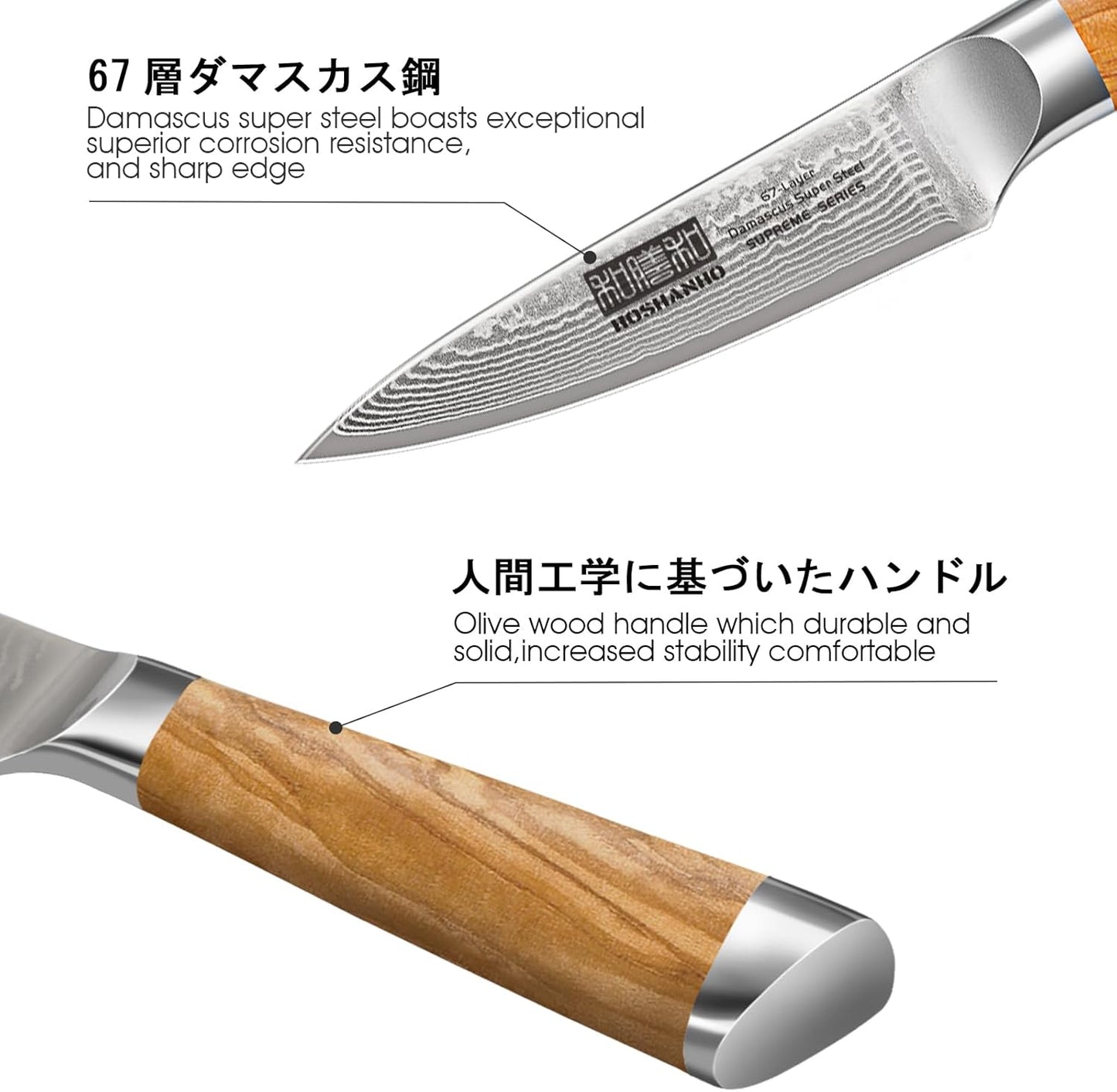 Damascus Paring Knife 3.75 Inch, Professional 67 Layers Damascus Super Steel Small Fruit Knife, Super Sharp Hand Forged Japanese Paring Knife