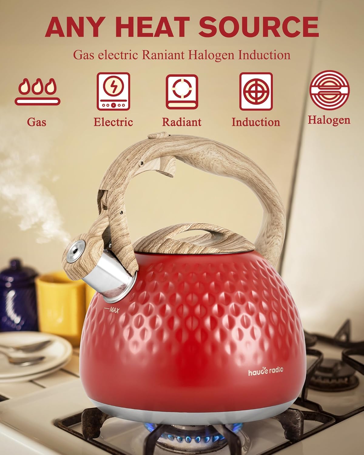 Tea Kettle,2.5 Quart Stovetop Tea Kettles Loud Whistle,Food Grade Stainless Steel Water kettles for Stove Top with Anti-hot Ergonomic Handle,Suitable for All Heat Sources