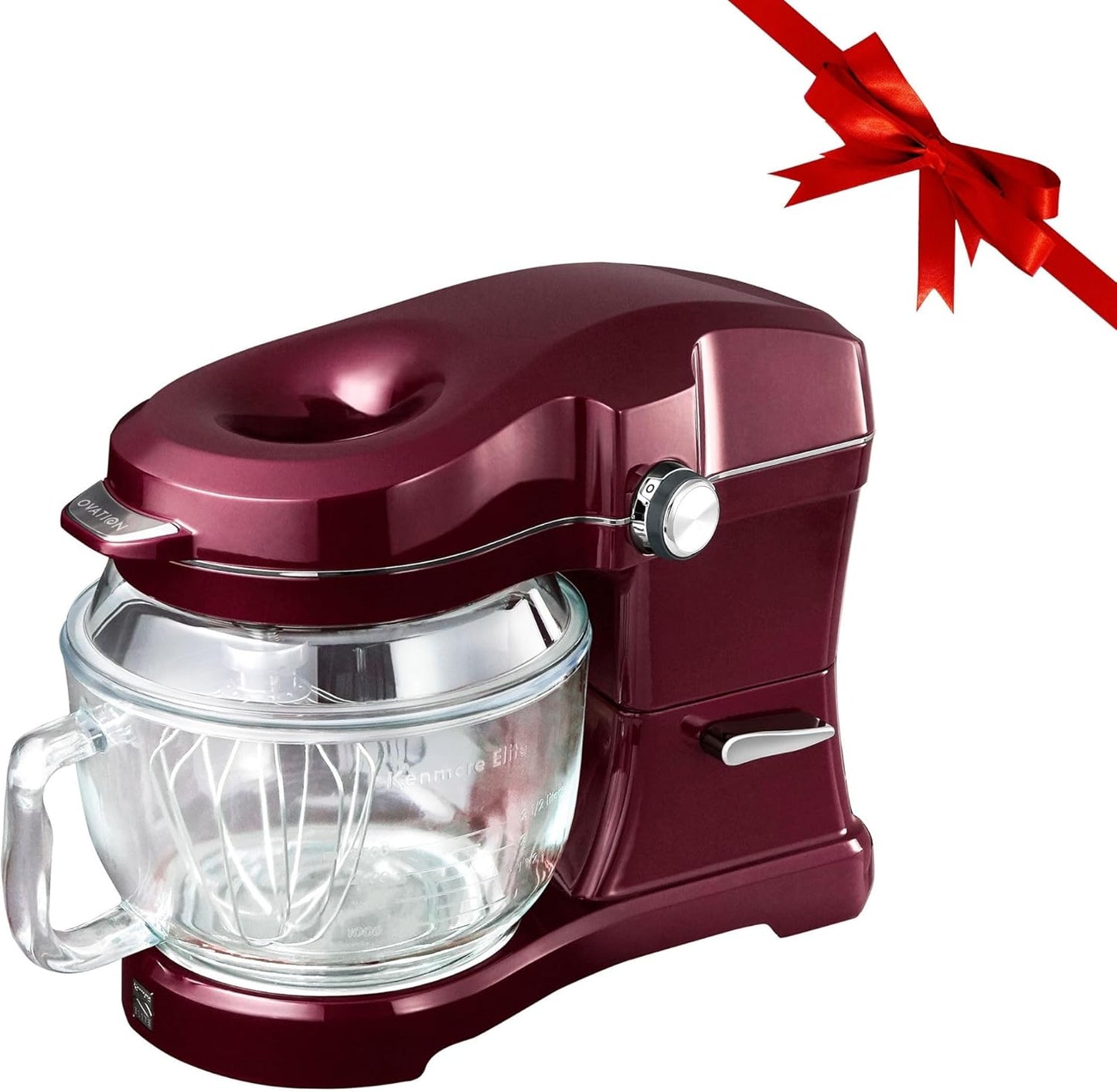 Kenmore 500W Oviation Stand Mixer - 10 Speed Mixing, Tilt-Head, Handheld Glass Bowl With Pouring Top Splash Guard, Flat Beater, Whisk, Dough Hook Attachments Countertop Kitchen Appliance, 5QT Red