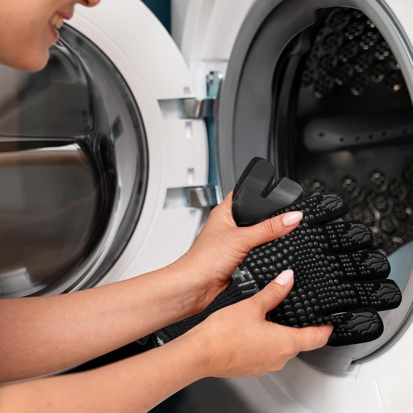 BBQ Gloves, Oven Gloves, 1472°F Extreme Heat Resistant Barbecue Gloves, Silicone Non-Slip Oven Mitts, Kitchen for Cooking, Grilling, and Baking (Black)