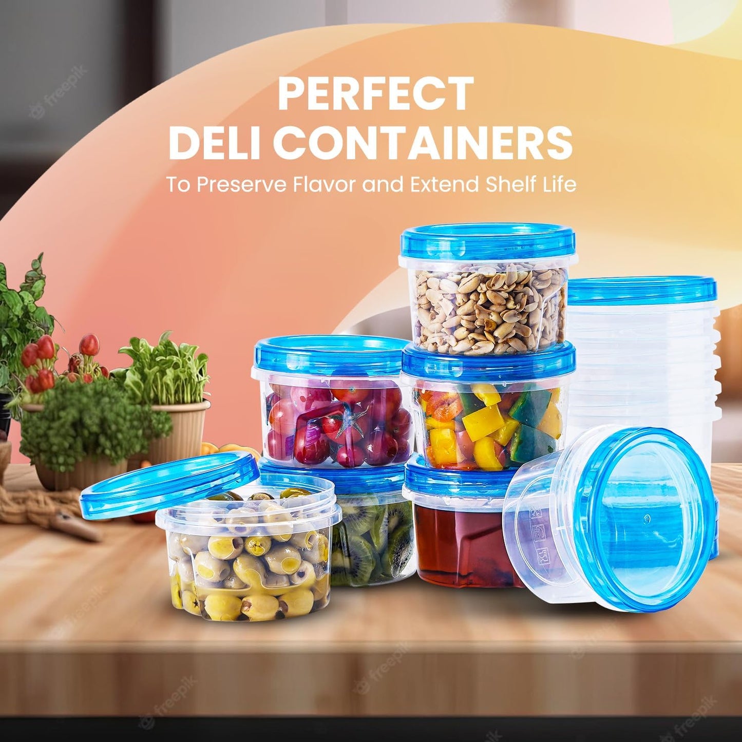 RFAQK 24 pcs Freezer Storage Containers with Lids-(16OZ) 12 Food Storage Containers with 12 Twist Top-Deli Container for Soup-Reusable Plastic Box for Lunch, Gym, Travel