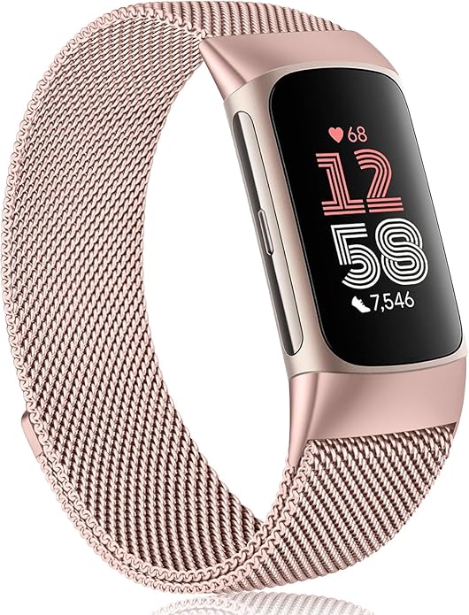 Meliya for Fitbit Charge 6 Bands Women Men, Stainless Steel Metal Mesh Loop Adjustable Magnetic Wristband Replacement Straps Compatible with Fitbit Charge 6 Fitness Tracker