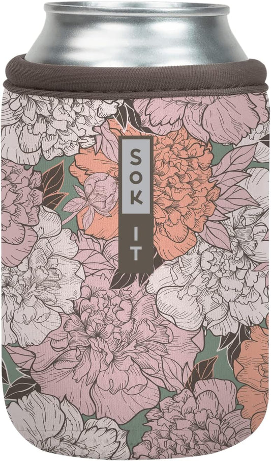 Sok It CanSok Sleeve for Beer & Soda Insulated Neoprene Cover (Carnations, 12oz Can Sleeve)