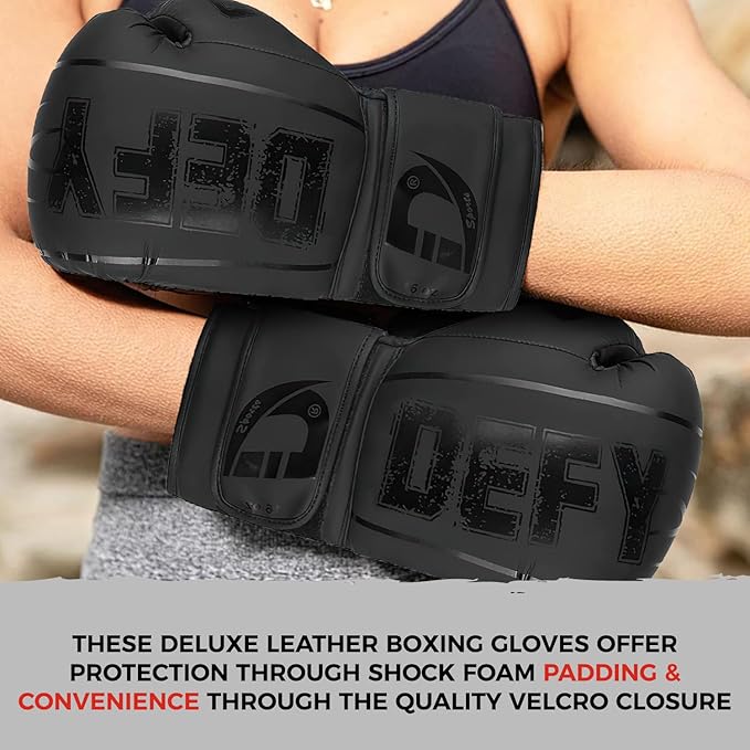DEFY Boxing Gloves for Men & Women - Premium Quality Synthetic Leather Boxing Gloves for Training - Perfect for Punching Heavy Bags, Sparring, & Fighting Gloves
