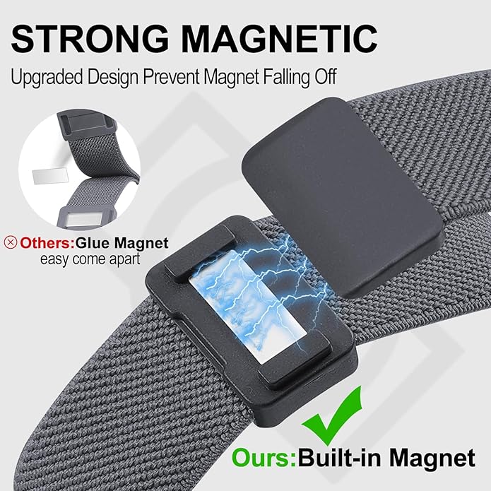 Magnetic Stretchy Nylon Compatible with Fitbit Charge 6 Bands/Fitbit Charge 5 Bands, Elastic Fabric Sport Adjustable Wristband Strap for Charge 5/6 Smartwatch Women Men