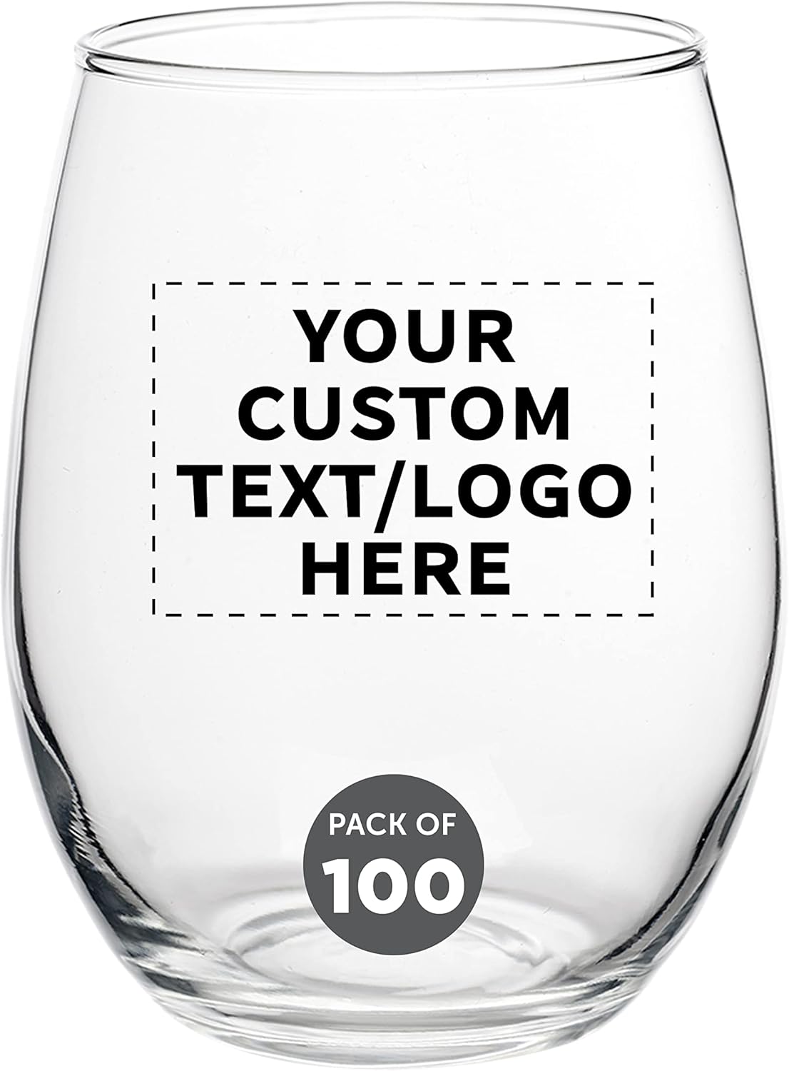 Custom Stemless Wine Glasses by ARC Perfection 15 oz. Set of 100, Personalized Bulk Pack - Restaurant Glassware, Perfect for Red Wine, White Wine, Cocktails - Clear