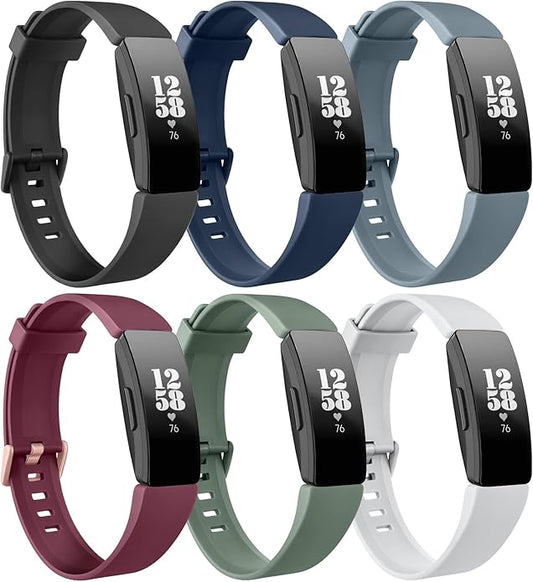 6 Pack Bands for Fitbit Inspire 2 / Inspire HR/Inspire/Ace 2 Replacement Wristbands for Women Men Small Large