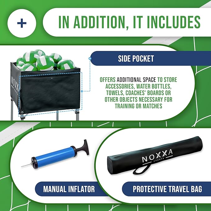 Volleyball Cart with Wheels - Portable Volleyball Ball