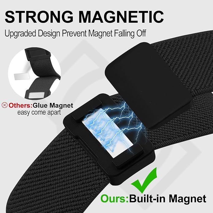 Magnetic Stretchy Nylon Compatible with Fitbit Charge 6 Bands/Fitbit Charge 5 Bands, Elastic Fabric Sport Adjustable Wristband Strap for Charge 5/6 Smartwatch Women Men