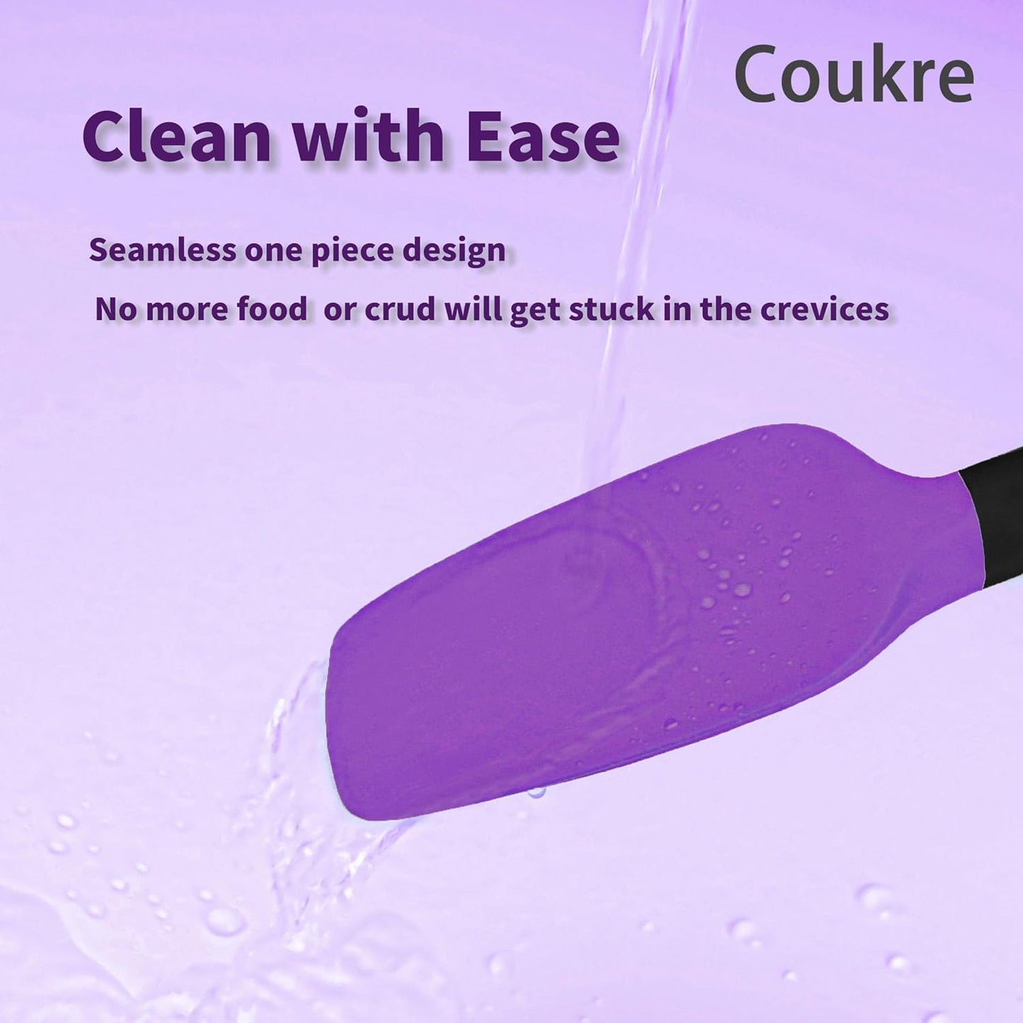 Coukre Silicone Spatula Set of 5,High Temperature Resistant, Food Grade Silicone, Dishwasher Safe, for Baking, Cooking (Purple)