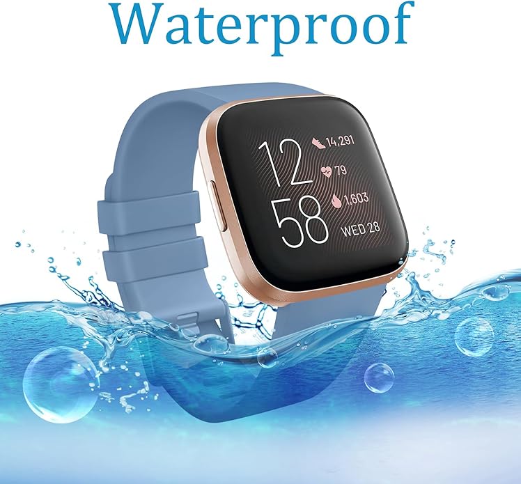 3 Pack Sport Bands Compatible with Fitbit Versa Bands, Classic Soft Sport Replacement Wristbands for Fitbit Versa 2 Smart Watch Women Men