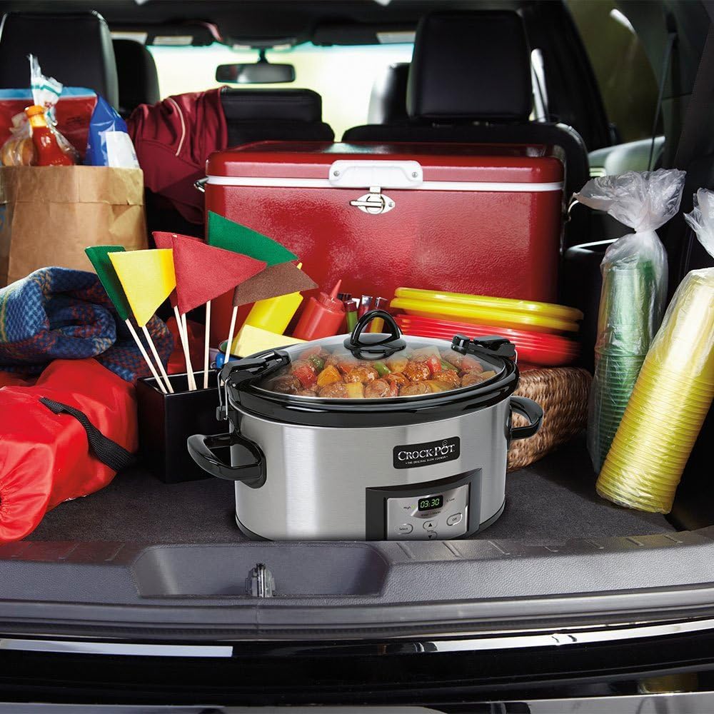 Crock-Pot 6 Quart Cook & Carry Programmable Slow Cooker with Digital Timer Stainless Steel (CPSCVC60LL-S) pack of 1