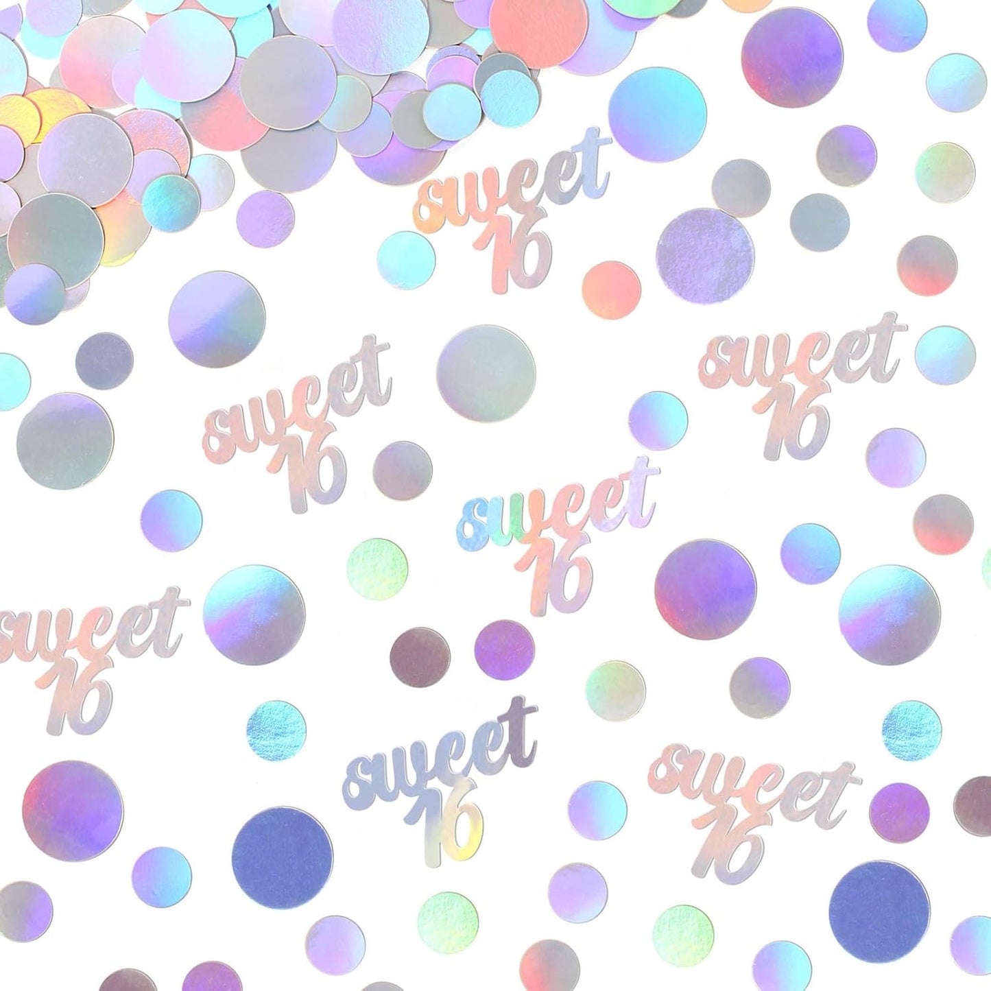 16th Birthday Confetti for Tables Iridescent Circle Dots Sweet 16 Birthday Party Decorations for Girls Happy16th Birthday Table Scatters Decor Supplies 300PC
