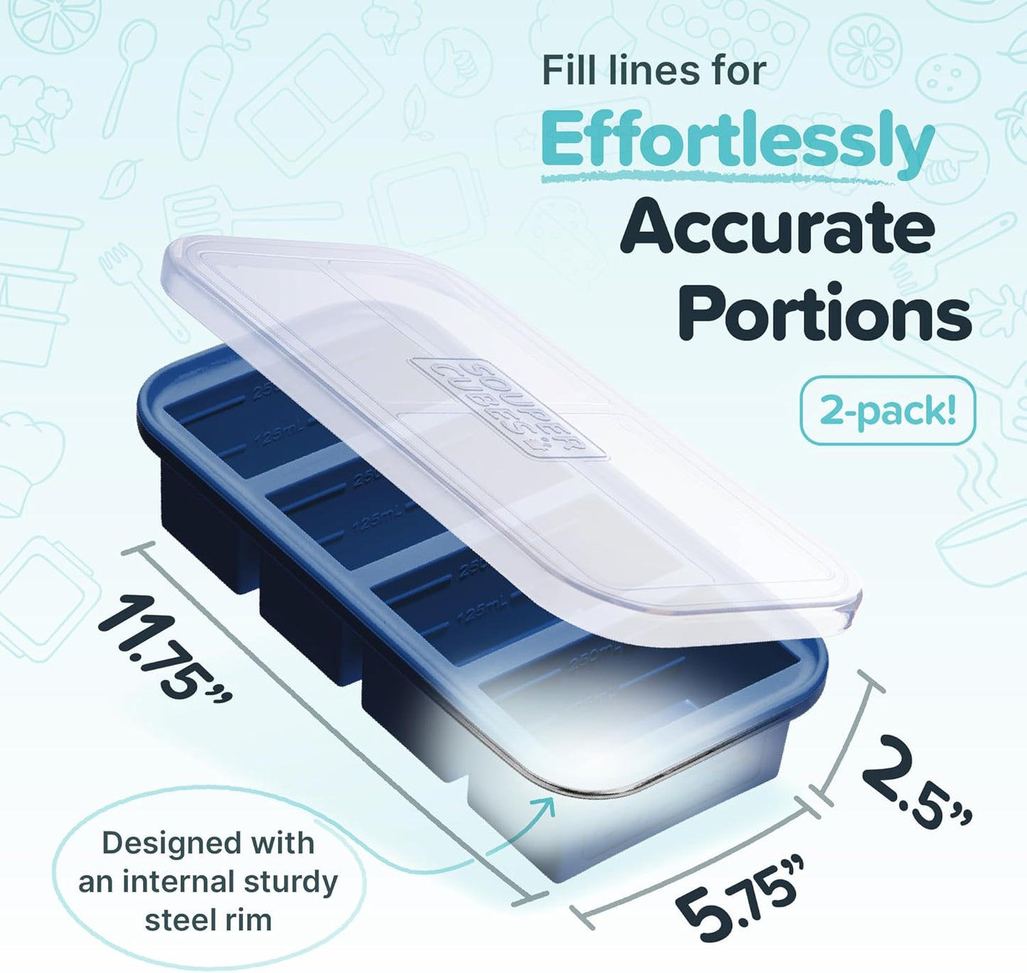Souper Cubes 1 Cup Silicone Freezer Molds - Soup Cubes Perfect for Storing Broth, Rice, Leftovers and More - Silicone Freezer Trays with Lids for Meal Prep - Blueberry - 1-Pack