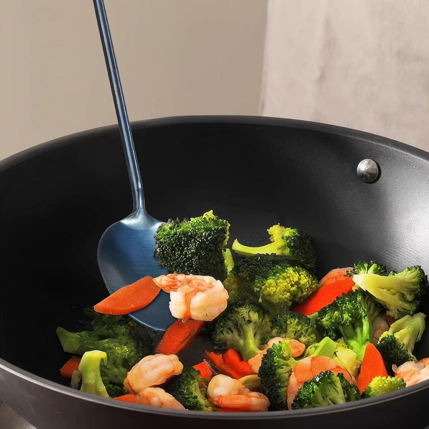 Traditional Hand Made spatula & Ladle Wok Tool Set,Chinese Iron Ladle & spatula,15.8in inches wok utensils