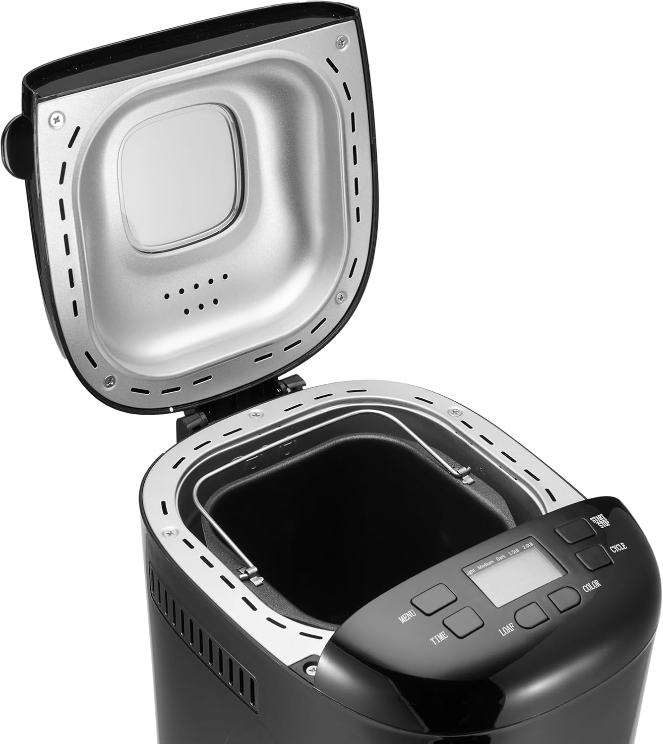 Amazon Basics Programmable Bread Maker, 2 Pound Non-Stick Automatic Bread Making Machine, 14 Settings for Breads, Doughs, Gluten-Free Options and More, LCD Display, Black